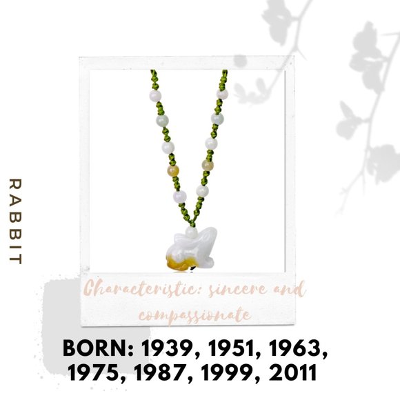 COPY - Rabbit Chinese Zodiac Handmade Jade Necklace Pendant - Picture 1 of 3